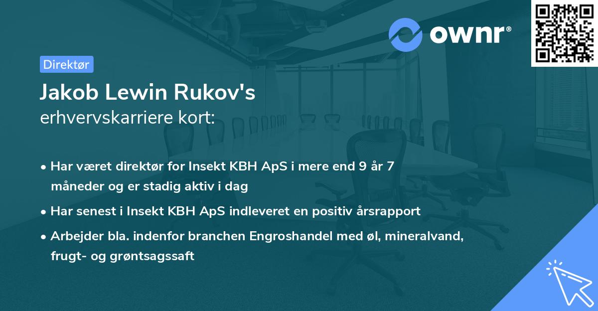 Jakob Lewin Rukov's erhvervskarriere kort