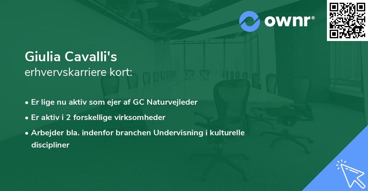 Giulia Cavalli's erhvervskarriere kort