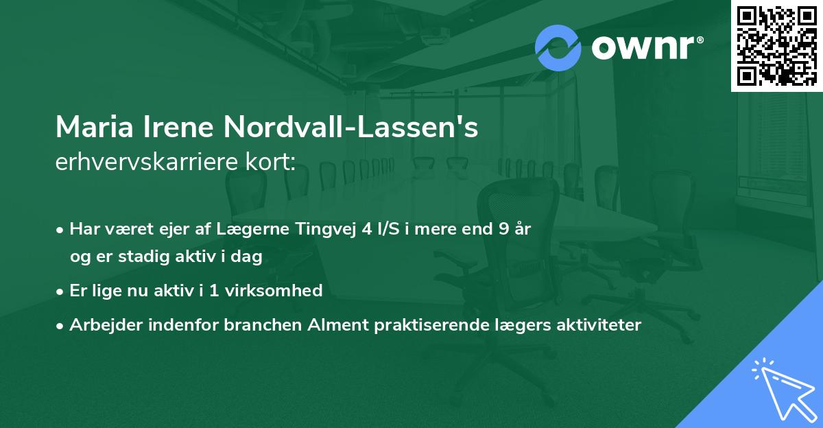 Maria Irene Nordvall-Lassen's erhvervskarriere kort