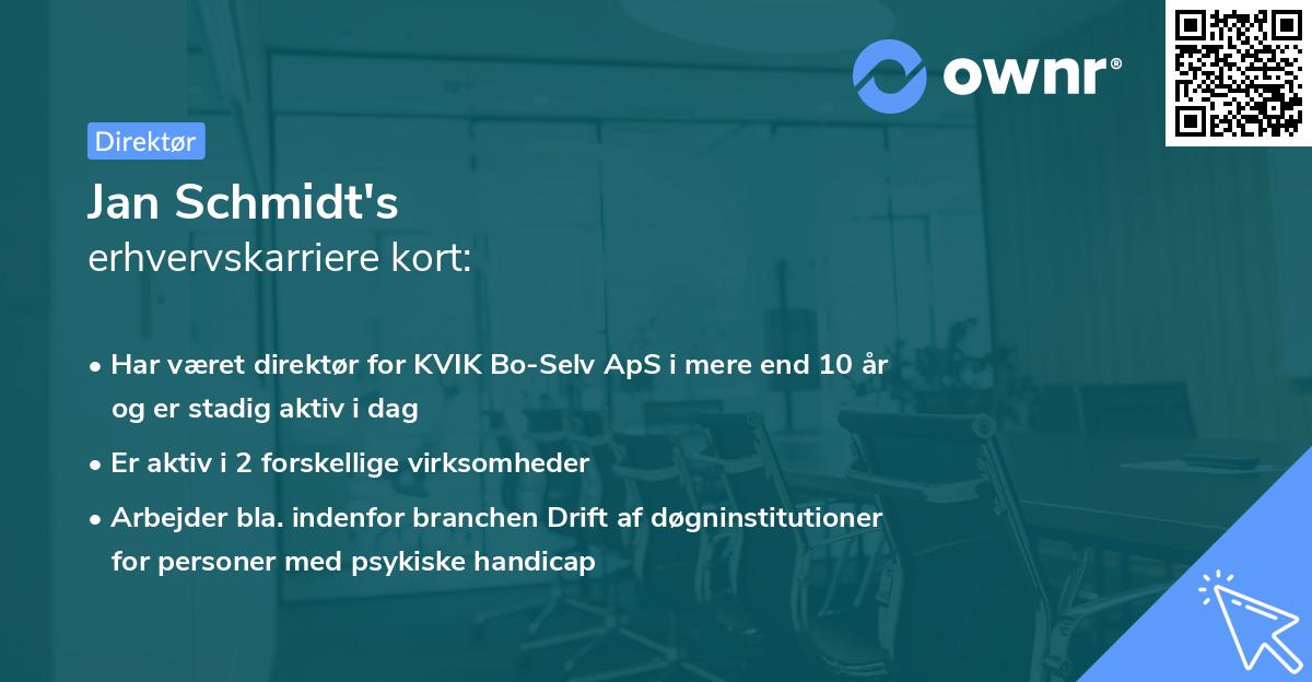 Jan Schmidt's erhvervskarriere kort