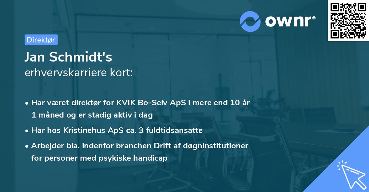 Jan Schmidt's erhvervskarriere kort