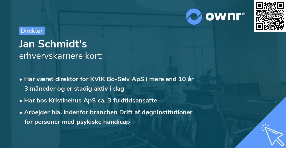 Jan Schmidt's erhvervskarriere kort