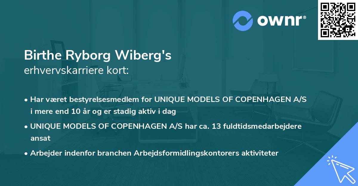 Birthe Ryborg Wiberg's erhvervskarriere kort