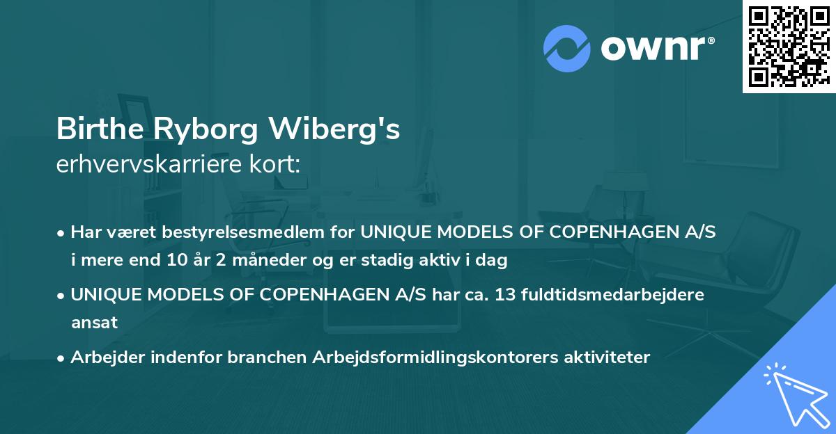 Birthe Ryborg Wiberg's erhvervskarriere kort