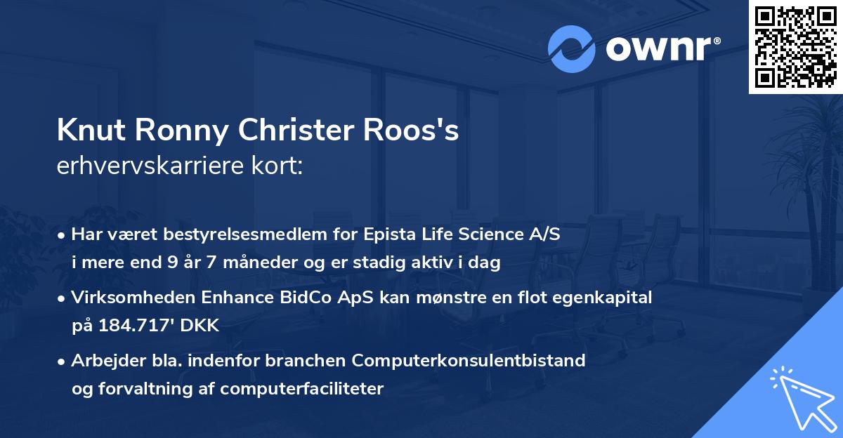 Knut Ronny Christer Roos's erhvervskarriere kort
