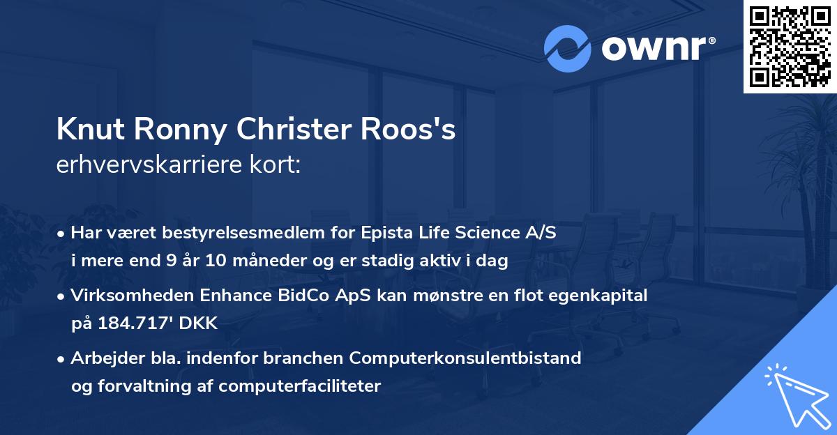 Knut Ronny Christer Roos's erhvervskarriere kort