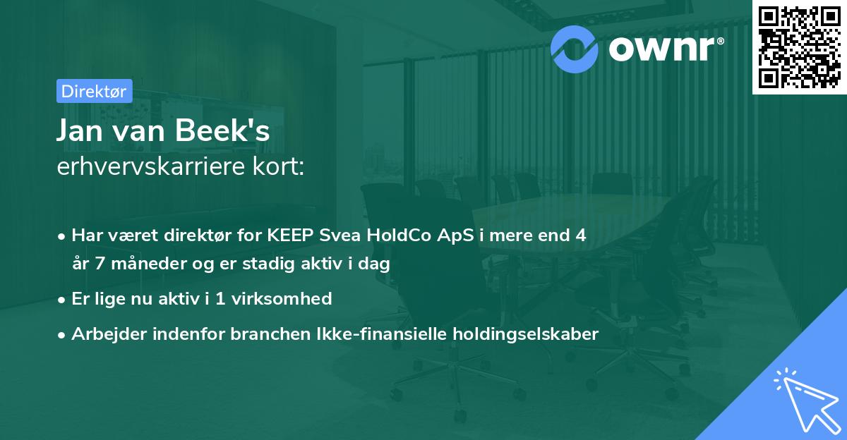 Jan van Beek's erhvervskarriere kort