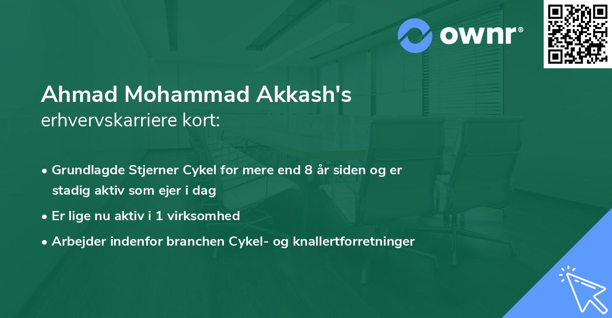 Ahmad Mohammad Akkash's erhvervskarriere kort