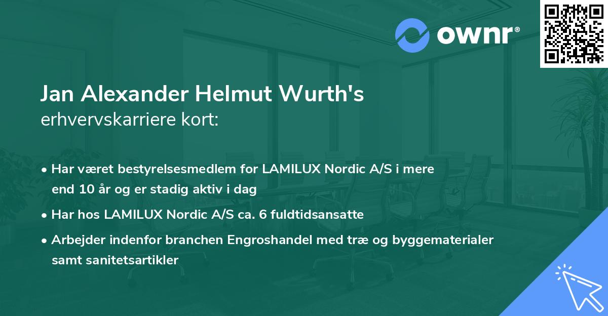 Jan Alexander Helmut Wurth's erhvervskarriere kort