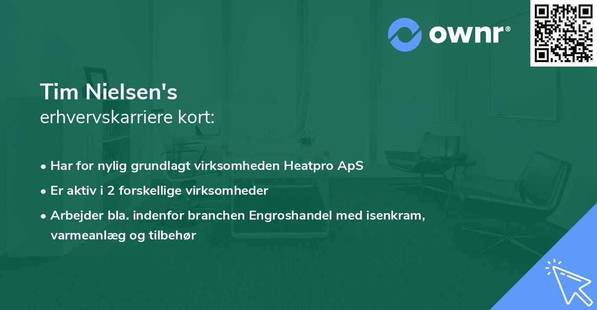 Tim Nielsen's erhvervskarriere kort