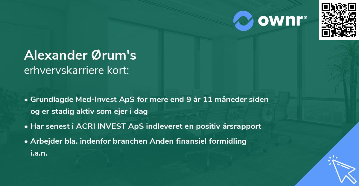 Alexander Ørum's erhvervskarriere kort