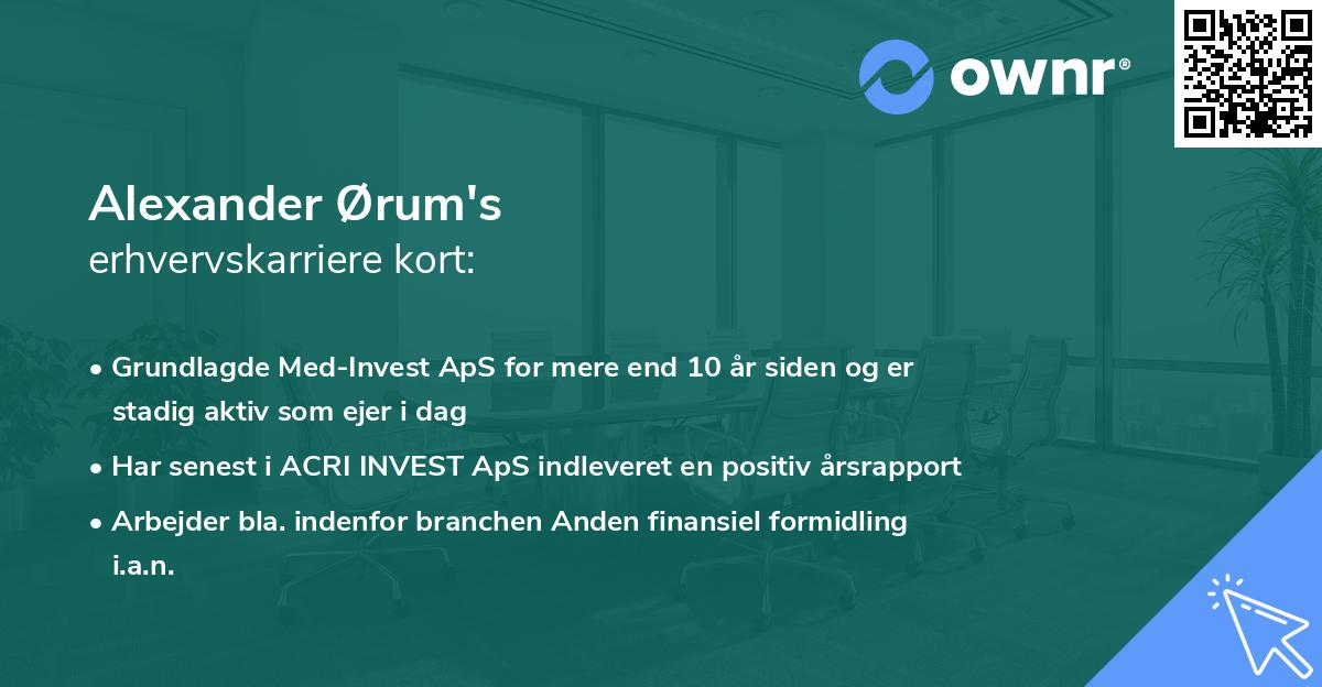 Alexander Ørum's erhvervskarriere kort