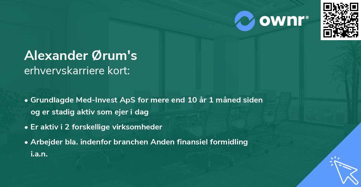Alexander Ørum's erhvervskarriere kort
