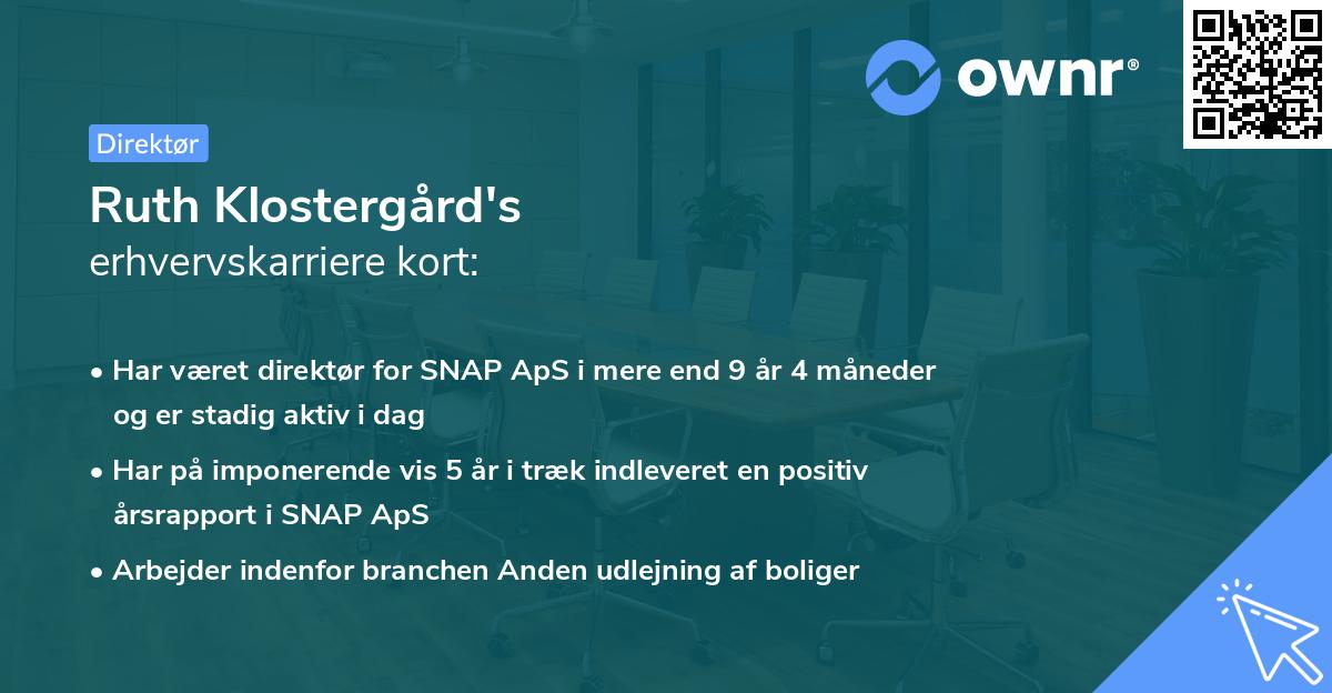 Ruth Klostergård's erhvervskarriere kort