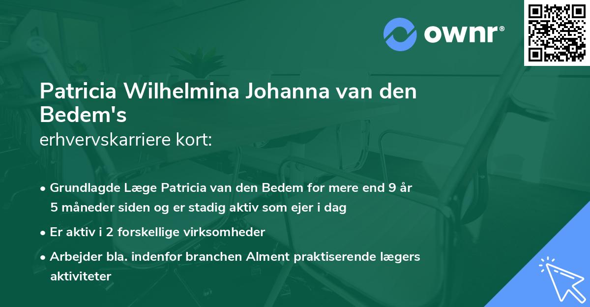 Patricia Wilhelmina Johanna van den Bedem's erhvervskarriere kort