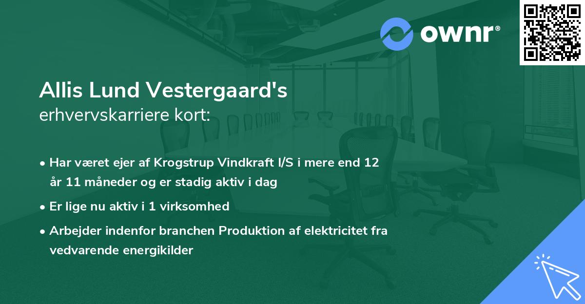 Allis Lund Vestergaard's erhvervskarriere kort
