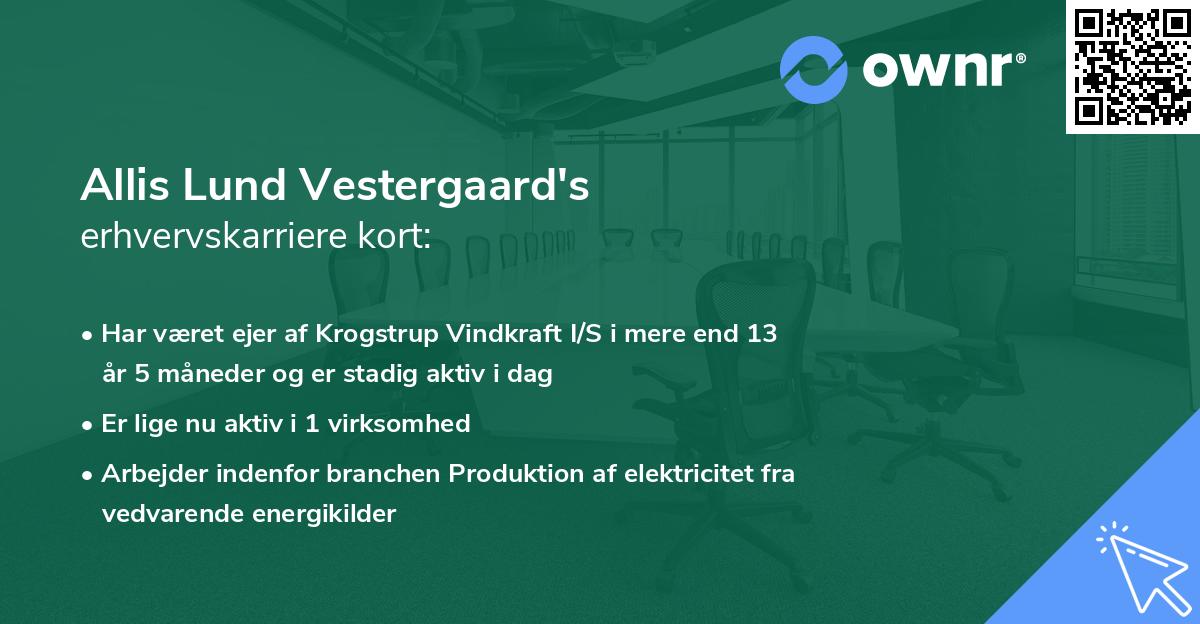 Allis Lund Vestergaard's erhvervskarriere kort