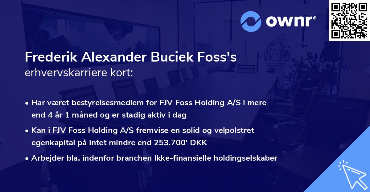 Frederik Alexander Buciek Foss's erhvervskarriere kort