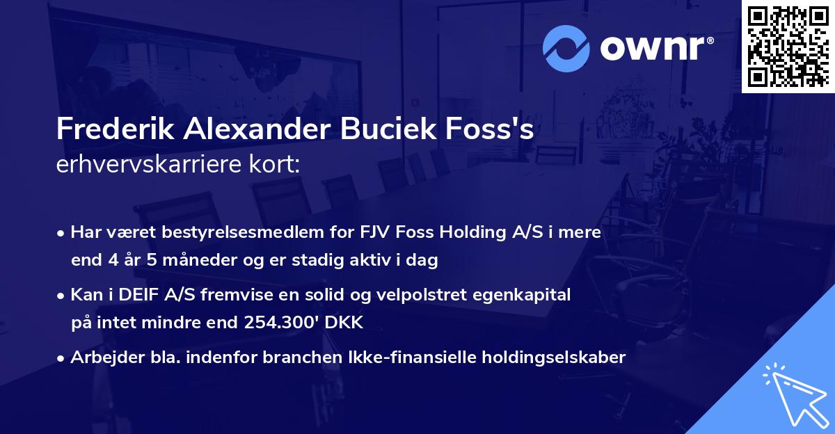 Frederik Alexander Buciek Foss's erhvervskarriere kort