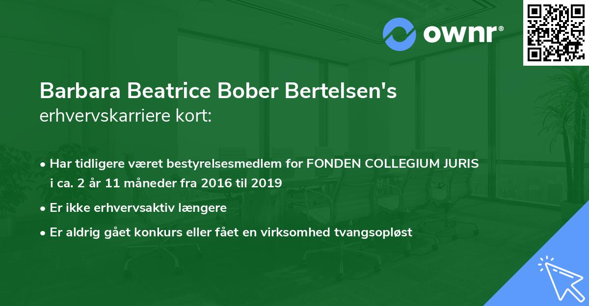Barbara Beatrice Bober Bertelsen's erhvervskarriere kort