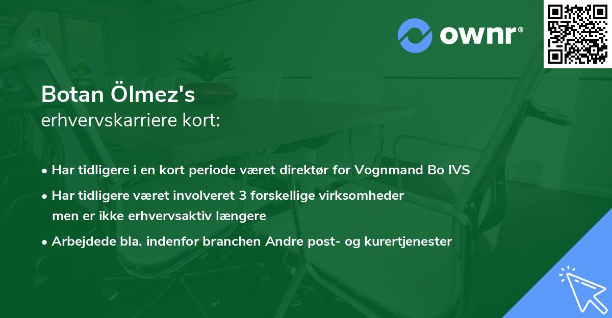 Botan Ölmez's erhvervskarriere kort
