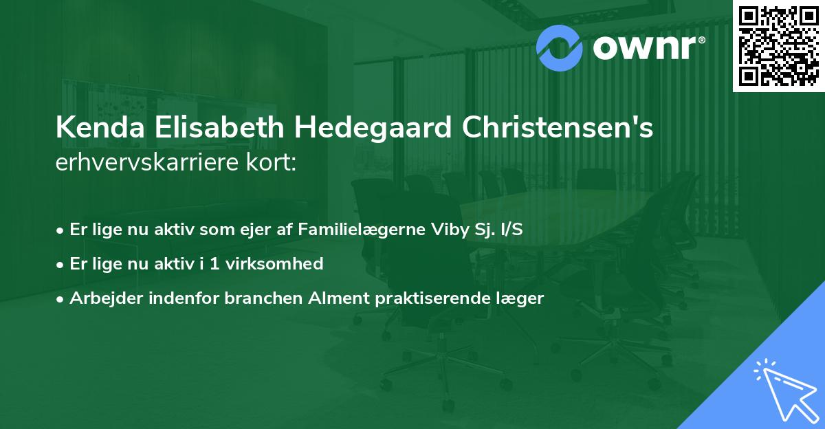 Kenda Elisabeth Hedegaard Christensen's erhvervskarriere kort