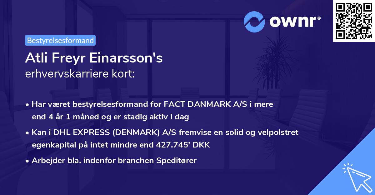 Atli Freyr Einarsson's erhvervskarriere kort