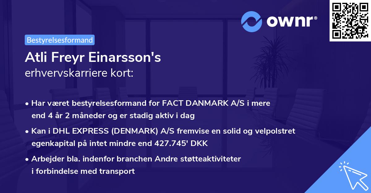 Atli Freyr Einarsson's erhvervskarriere kort