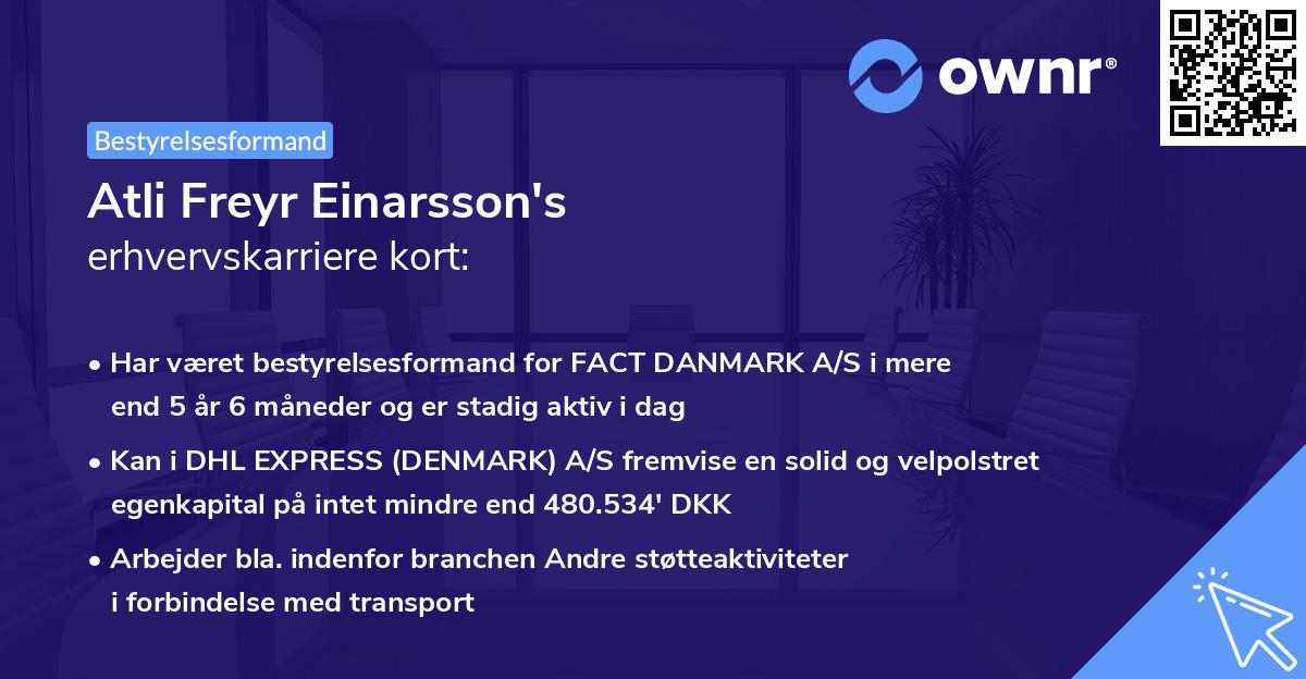Atli Freyr Einarsson's erhvervskarriere kort