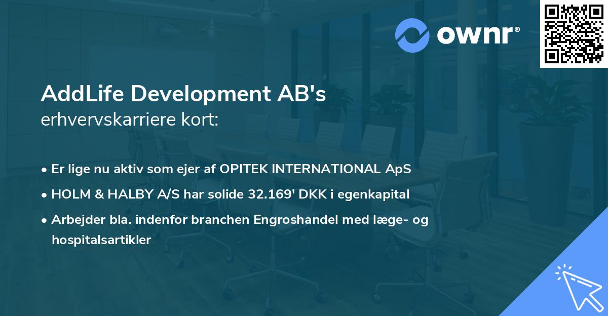 AddLife Development AB's erhvervskarriere kort
