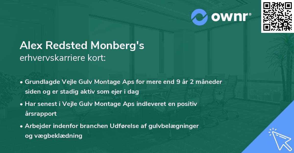 Alex Redsted Monberg's erhvervskarriere kort