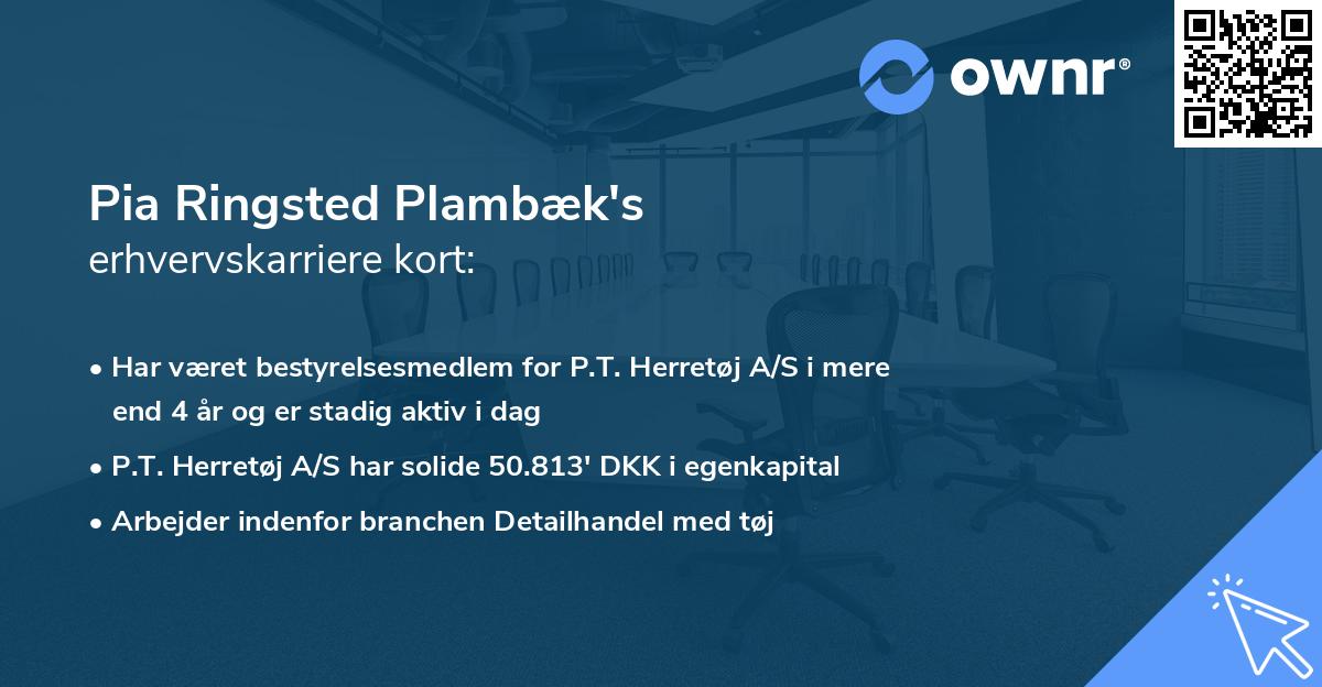 Pia Ringsted Plambæk's erhvervskarriere kort