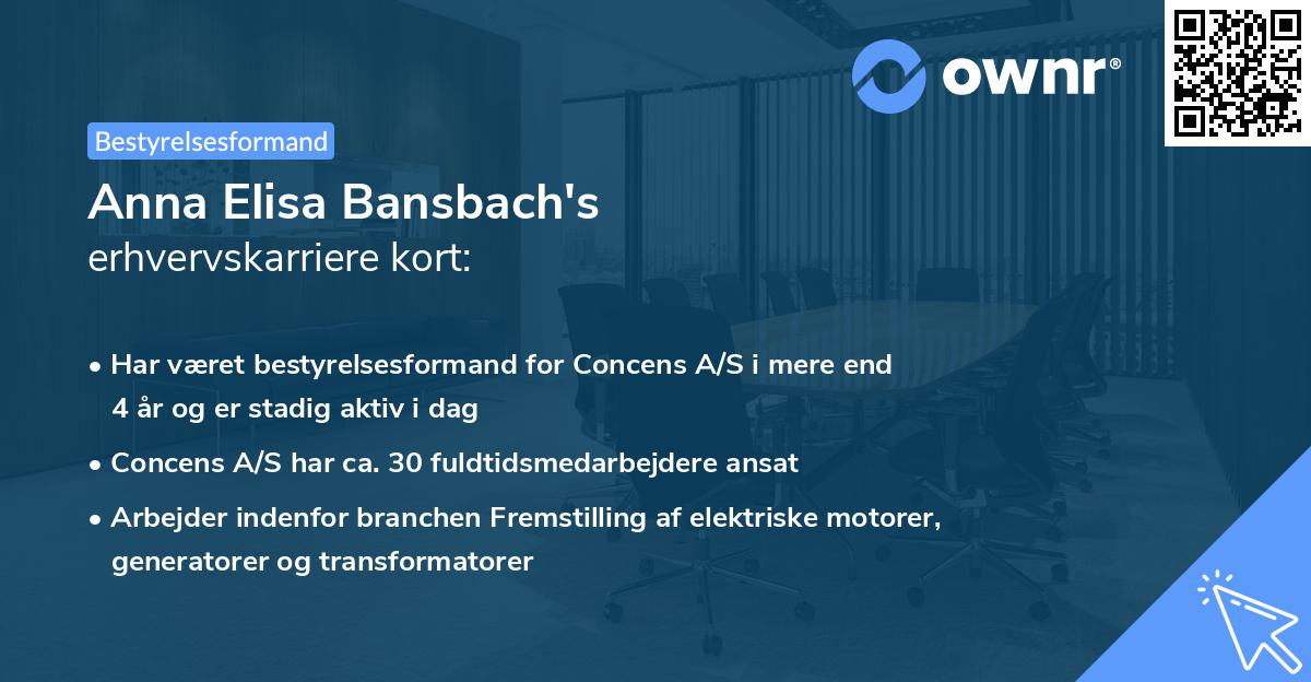Anna Elisa Bansbach's erhvervskarriere kort