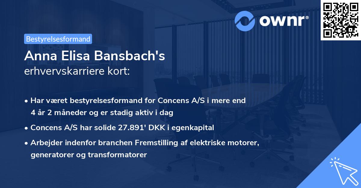 Anna Elisa Bansbach's erhvervskarriere kort