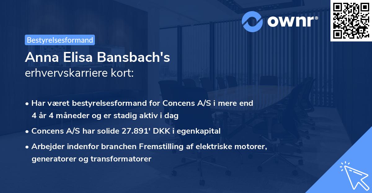Anna Elisa Bansbach's erhvervskarriere kort
