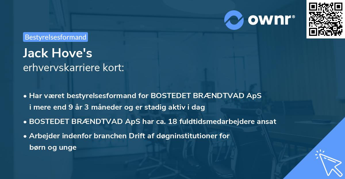 Jack Hove's erhvervskarriere kort