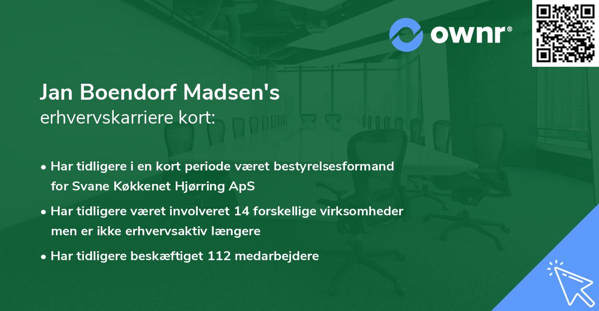 Jan Boendorf Madsen's erhvervskarriere kort