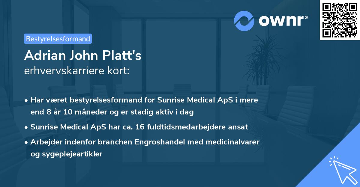 Adrian John Platt's erhvervskarriere kort