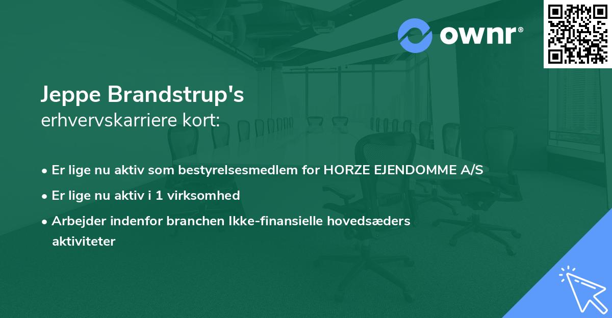Jeppe Brandstrup's erhvervskarriere kort