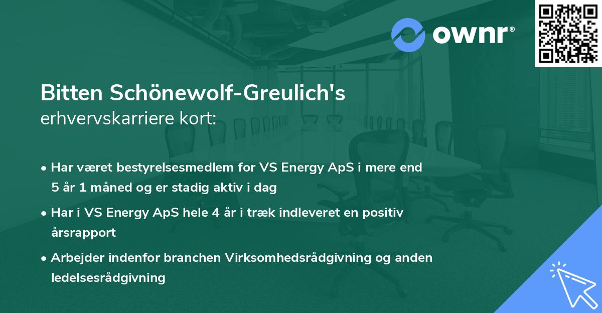Bitten Schönewolf-Greulich's erhvervskarriere kort