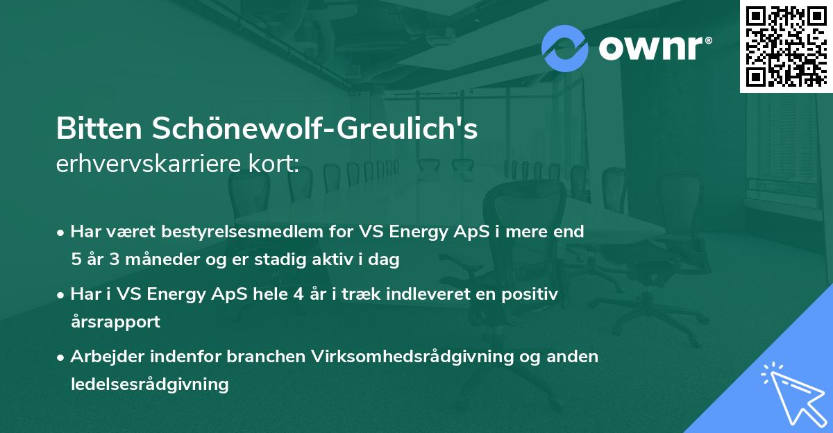 Bitten Schönewolf-Greulich's erhvervskarriere kort