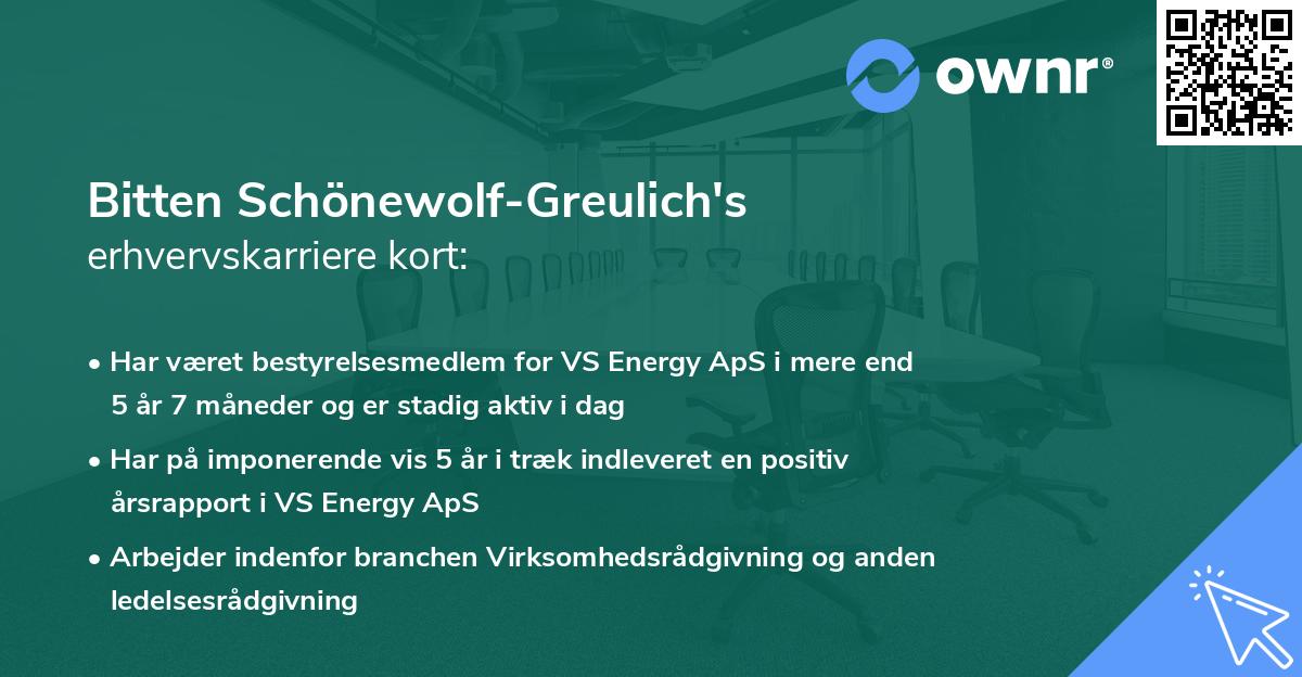 Bitten Schönewolf-Greulich's erhvervskarriere kort