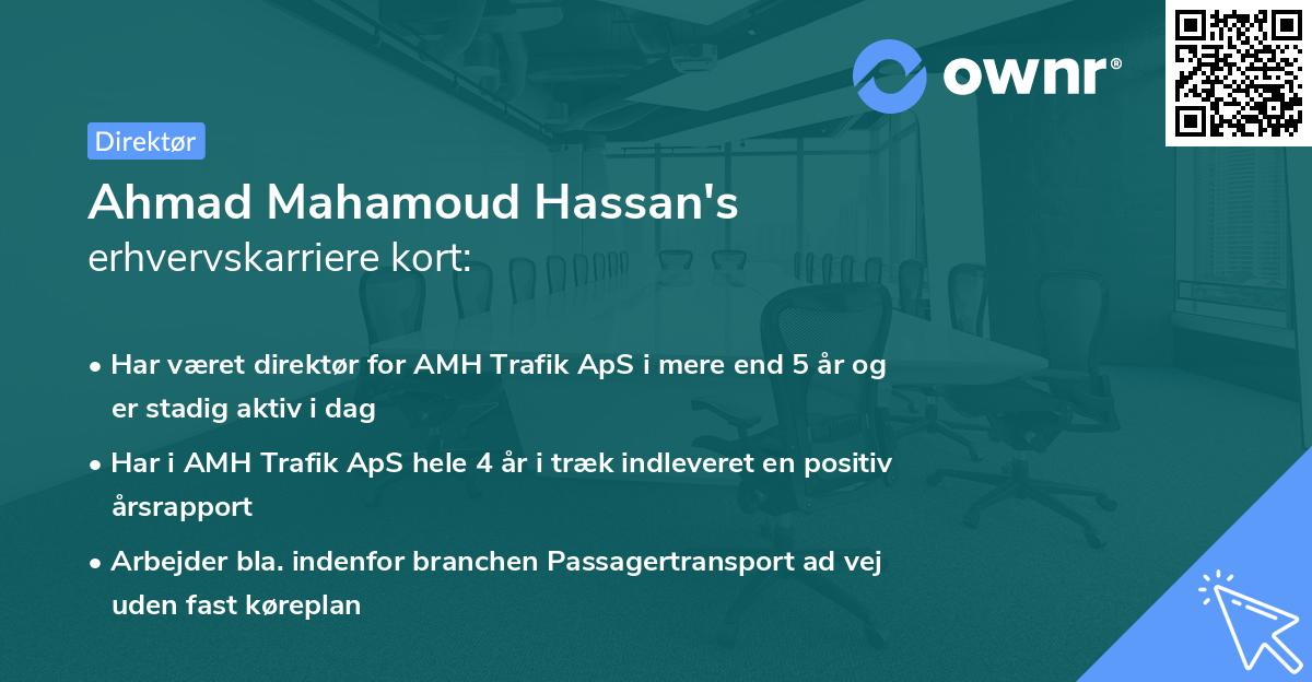 Ahmad Mahamoud Hassan's erhvervskarriere kort