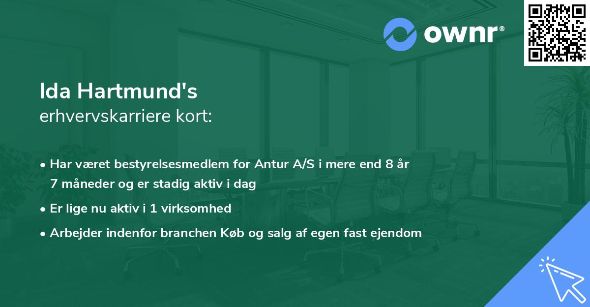 Ida Hartmund's erhvervskarriere kort