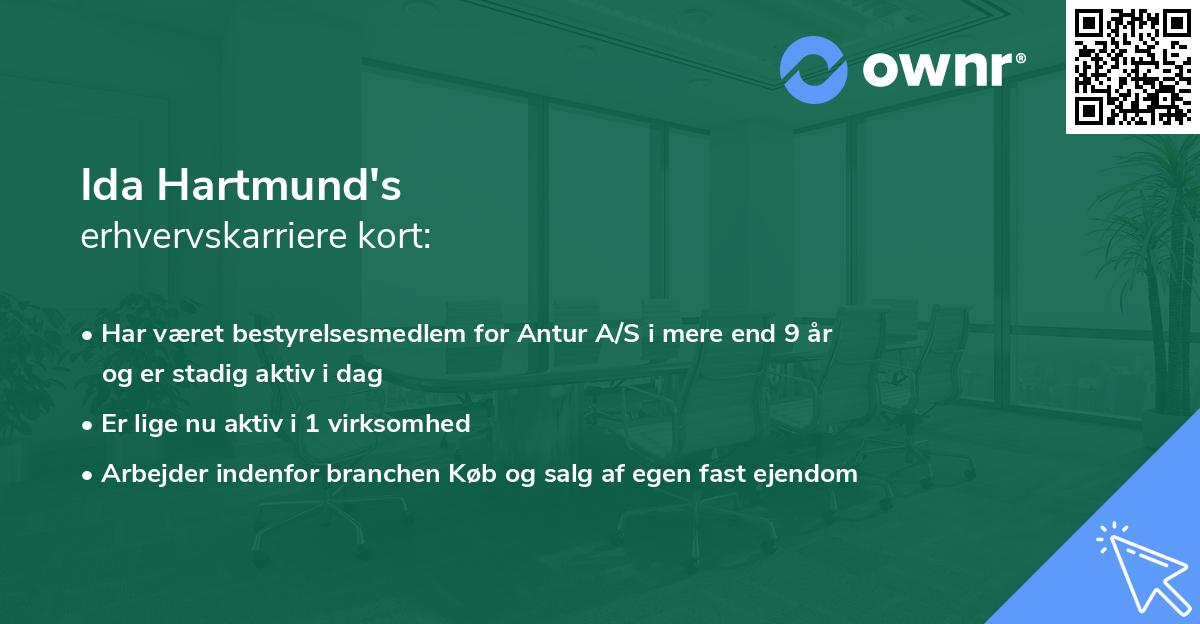 Ida Hartmund's erhvervskarriere kort