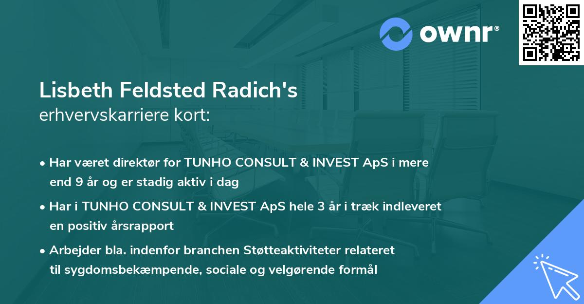 Lisbeth Feldsted Radich's erhvervskarriere kort