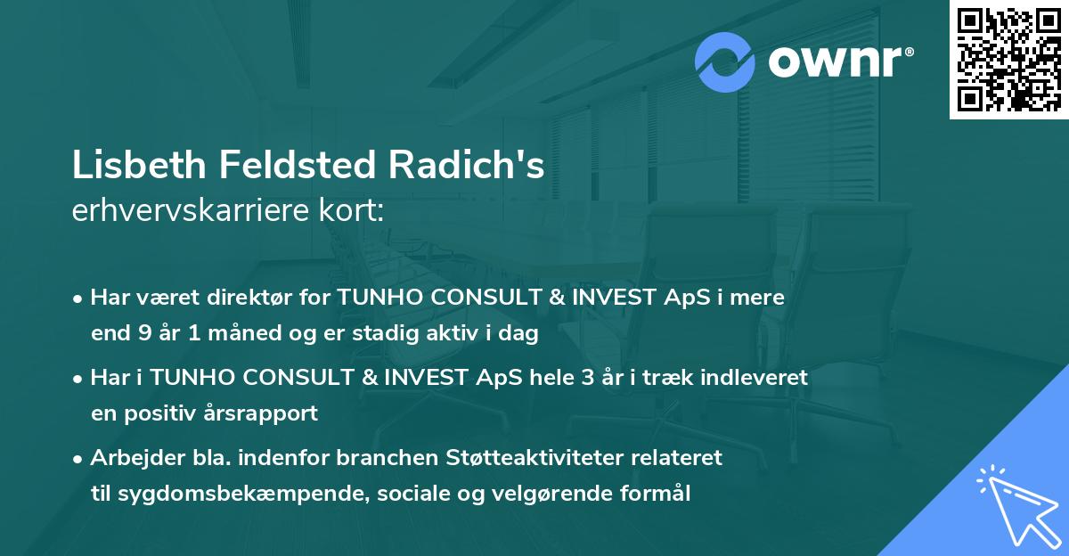 Lisbeth Feldsted Radich's erhvervskarriere kort