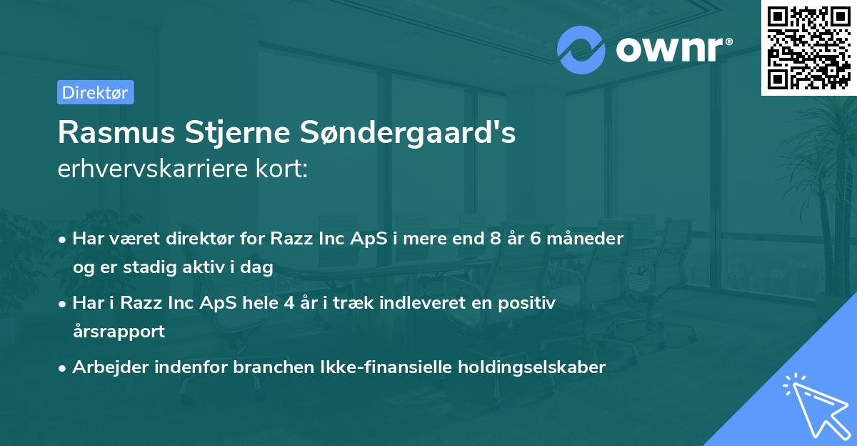 Rasmus Stjerne Søndergaard's erhvervskarriere kort