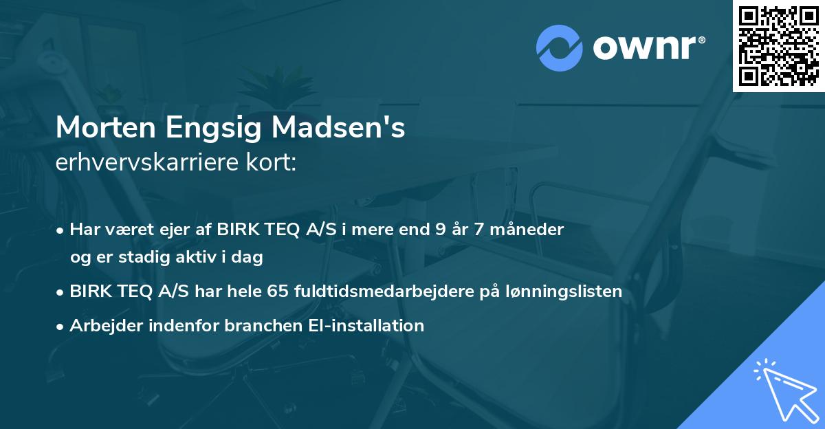 Morten Engsig Madsen's erhvervskarriere kort