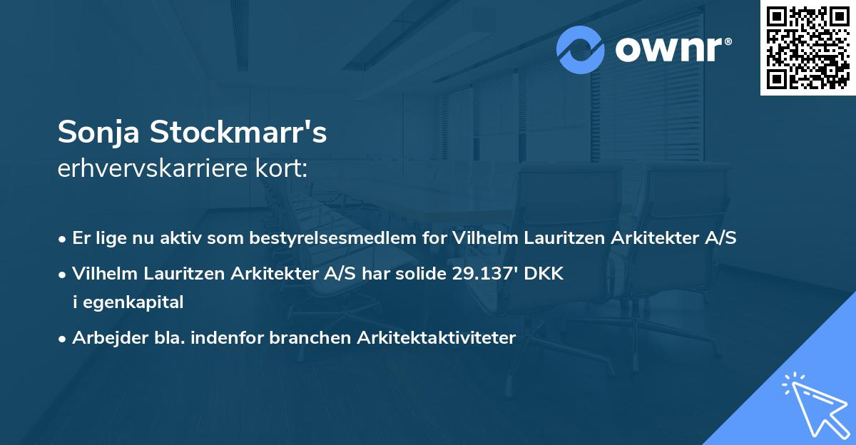 Sonja Stockmarr's erhvervskarriere kort